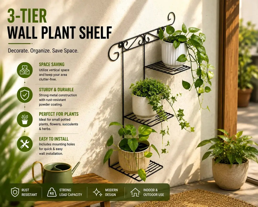 Elegant 3-Tier Metal Wall Plant Holder