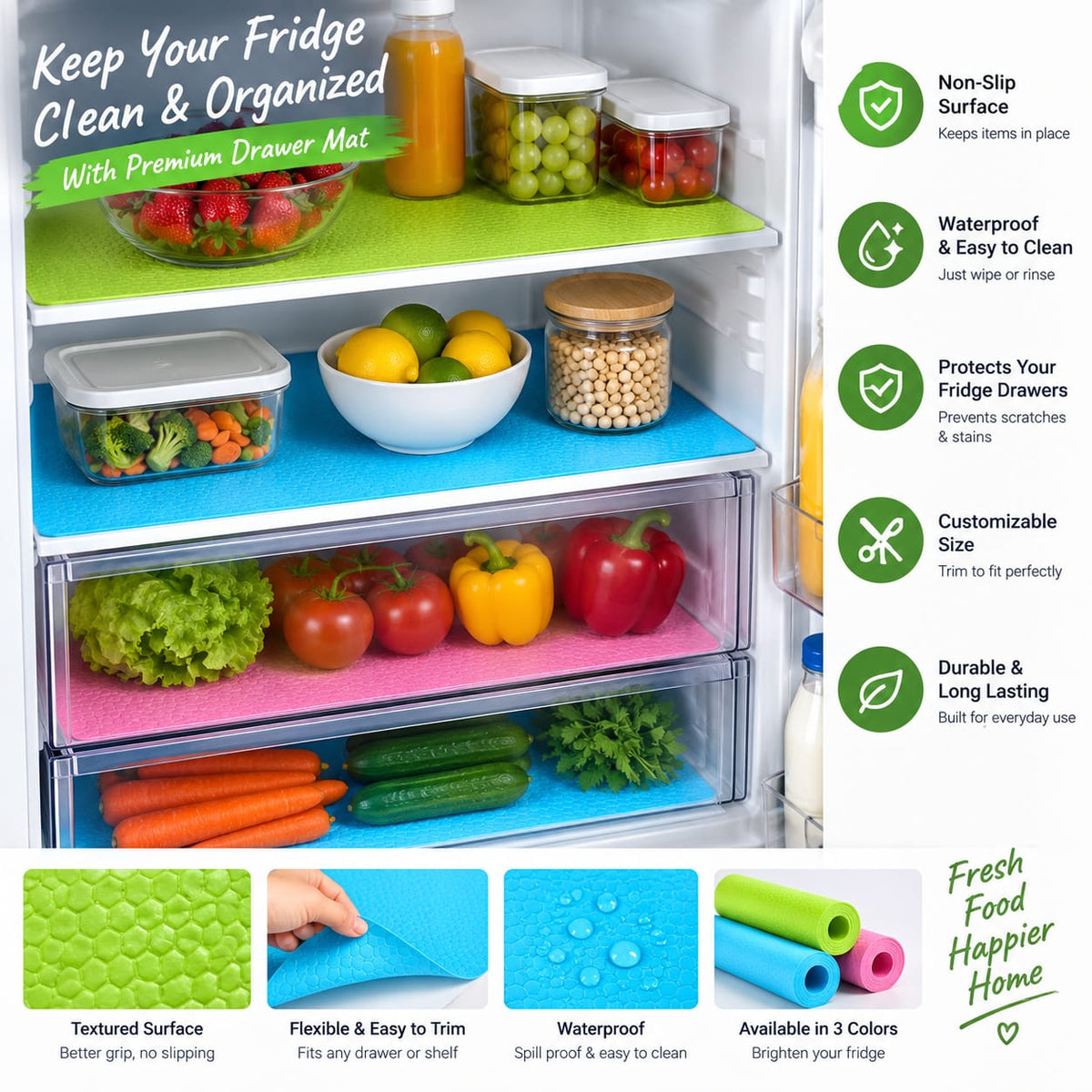 Premium Fridge & Drawer Mat – Easy-Clean Shelf Liner